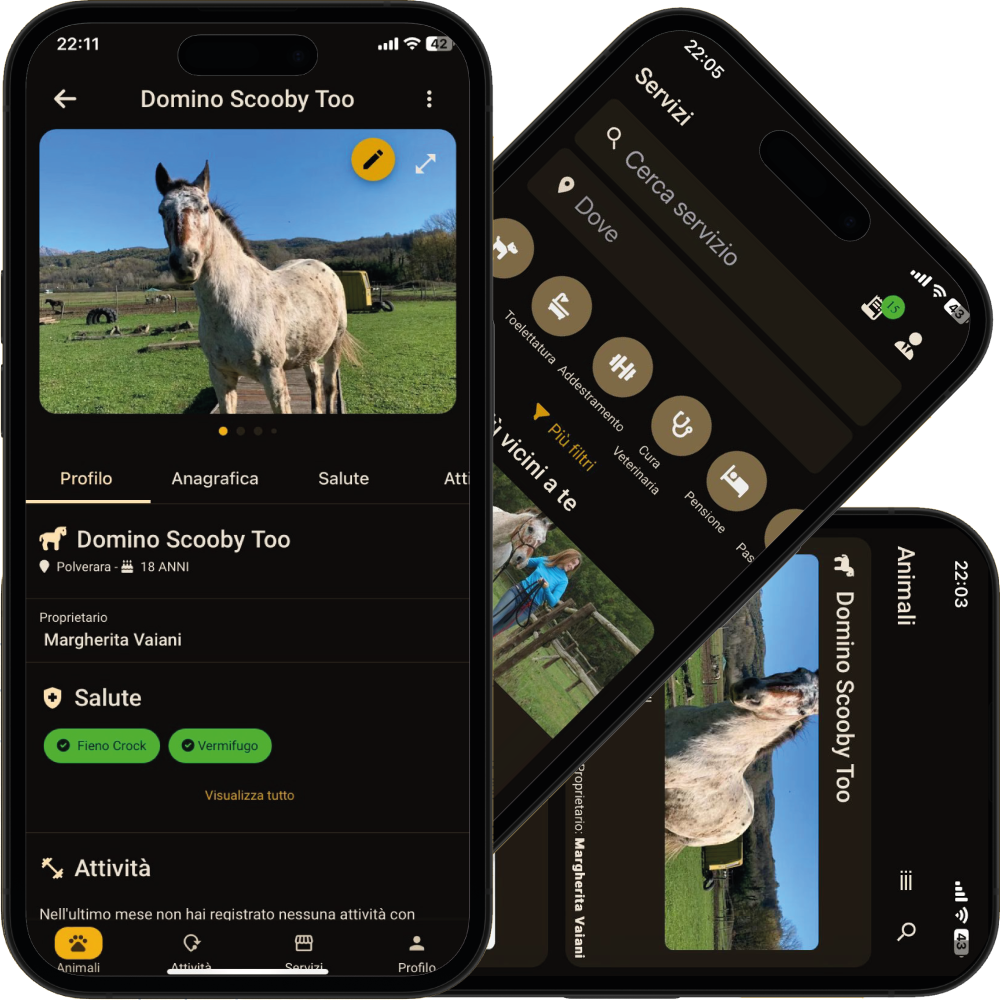App PawsPet su iPhone: profilo di un animale